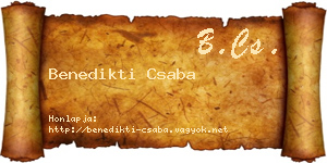 Benedikti Csaba névjegykártya